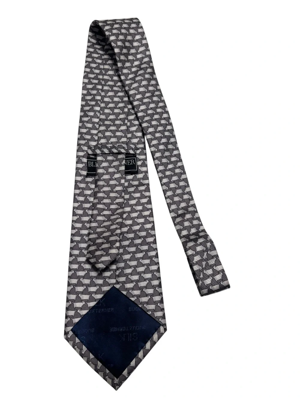 Bijoux Terner Silver and Gray Ram Pattern Men's Silk Tie